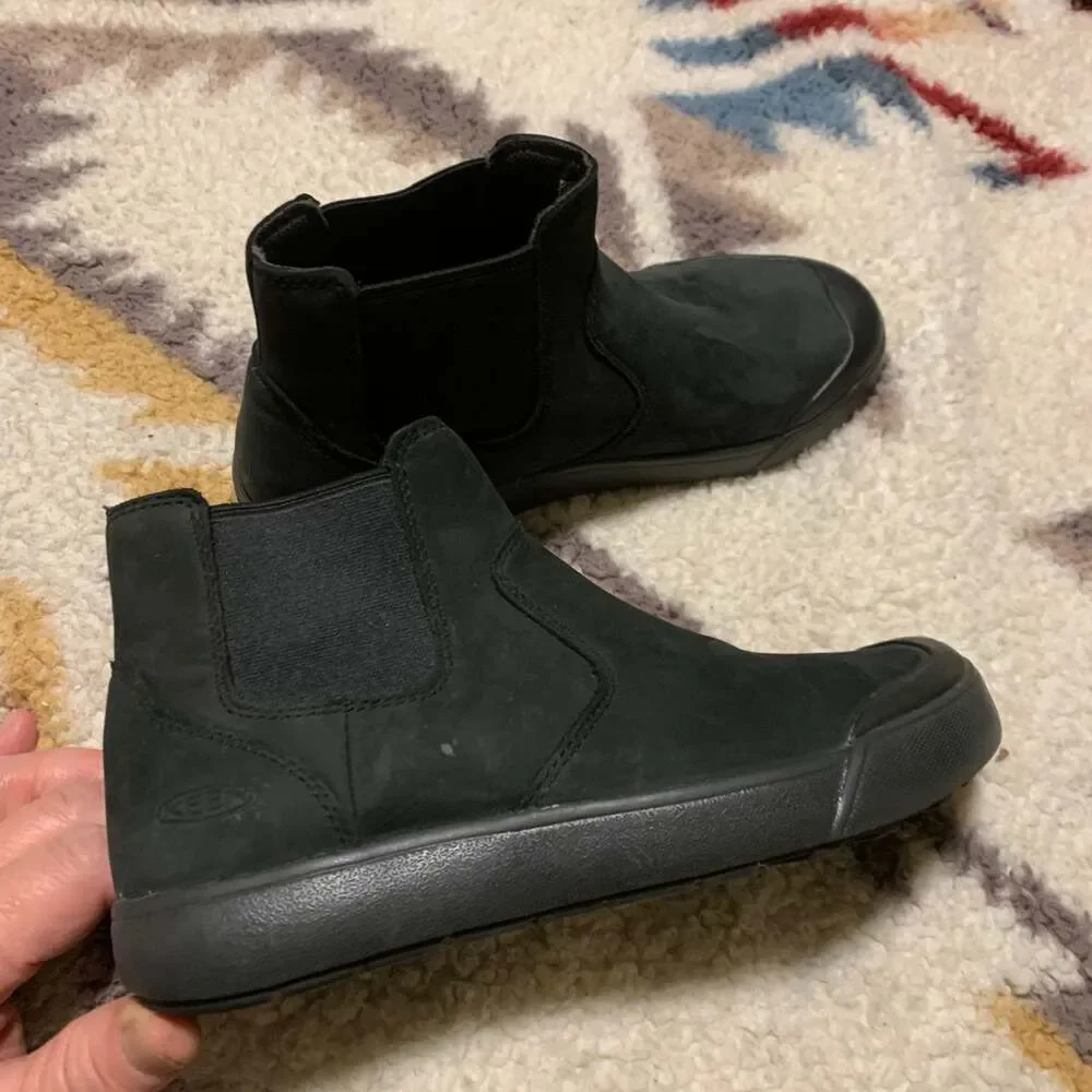 KEEN Women's Elena Chelsea Waterproof Pull-On Boots in Triple Black